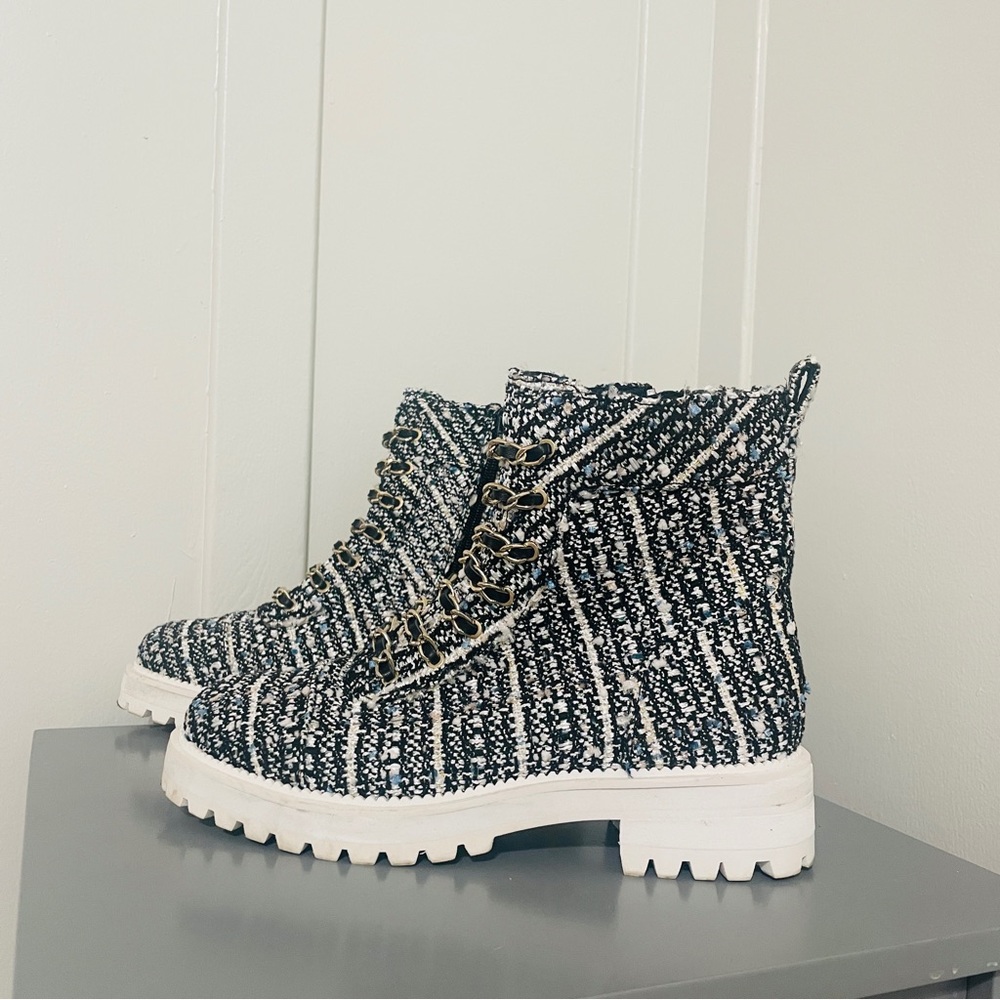 Cecelia New York Chance Hiker Boots -Pearl Black Tweed